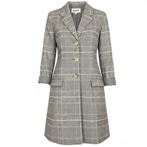BB Dakota NWT Gray and White Plaid Trench Coat Size Medium
